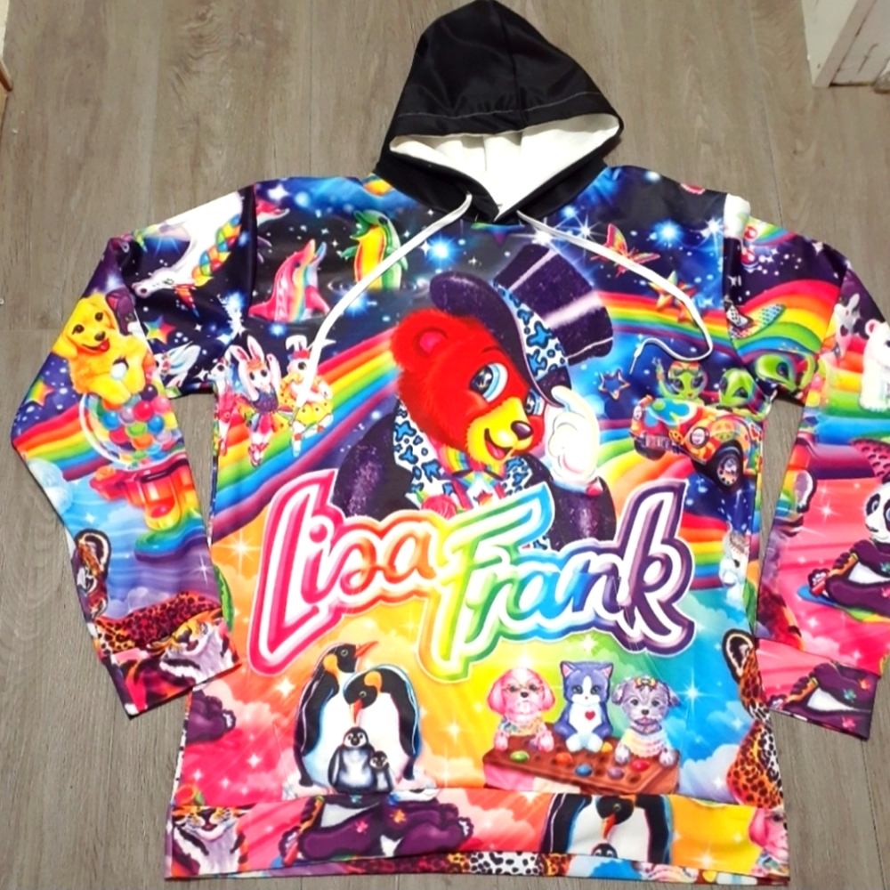 Lisa Frank 90's Rainbow Rave Bear Festival Hoodie Womans 4XLarge